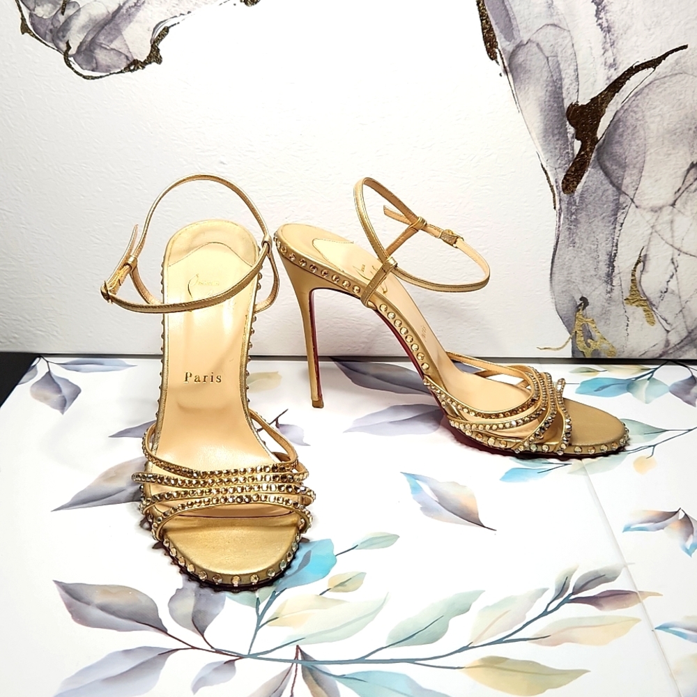 Christian Louboutin Belbride Gold Strass 39.5